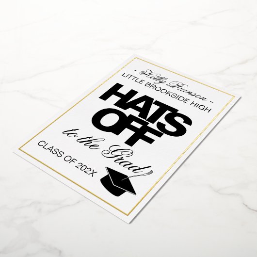 Gold Foil Photo Faire-part de graduation Casquette (Rotation)