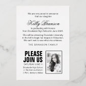 Gold Foil Photo Faire-part de graduation Casquette (Verso)