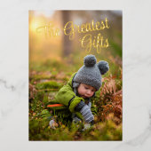 Gold Foil Photo Noël Vacances Plus grands cadeaux (Recto)