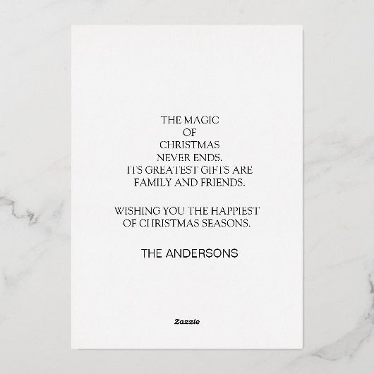 Gold Foil Photo Noël Vacances Plus grands cadeaux (Verso)