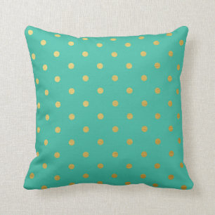 Gold Foil Polka Dots Modern Blauwgroen Blue Metall Kussen