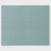 Gold Foil Polka Dots Modern Slate Blue Metallic Cadeaupapier (Vlak)