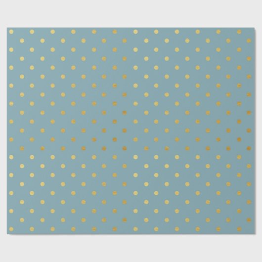 Gold Foil Polka Dots Modern Slate Blue Metallic Cadeaupapier (Vlak)