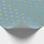 Gold Foil Polka Dots Modern Slate Blue Metallic Cadeaupapier (Hoek)