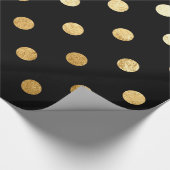 Gold Foil Polka Dots Pattern Wrapping Paper Black Cadeaupapier (Hoek)
