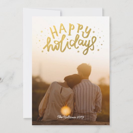 Gold Foil Prettige feestdagen met kerstfoto Feestdagenkaart (Voorkant)