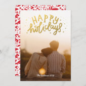 Gold Foil Prettige feestdagen met kerstfoto Feestdagenkaart (Voorkant / Achterkant)