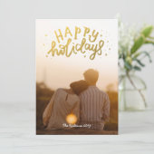 Gold Foil Prettige feestdagen met kerstfoto Feestdagenkaart (Staand voorkant)