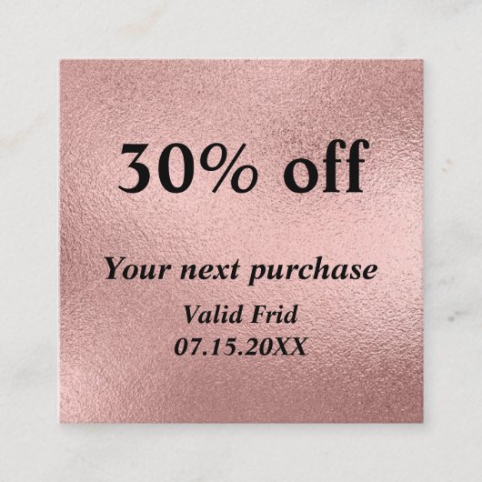 Gold Foil QR Code Loyauté Carte de réduction pour (Devant)