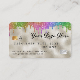 Gold Foil Rainbow Glitter Drip Loyalty VIP Credit Visitekaartje