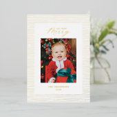 Gold Foil rayé si joli photo carte de vacances (Debout devant)