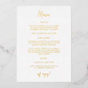 Gold Foil Reception Menu Wedding Dinner Kaart G400