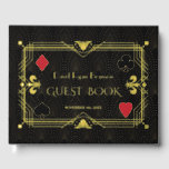 Gold Foil Roaring 20's Art Deco Bachelor Party<br><div class="desc">Vraiment Foil ! Avec une touche pétillante et de classe, vous pouvez capter des messages sincères et les meilleurs voeux de vos amis et de votre famille lors de votre journée spéciale. Ce design présente un cadre en feuille véritable unique avec Fleur-de-lis sur un motif art déco noir en arrière...</div>