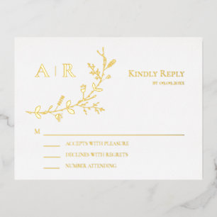 Gold Foil RSVP, Wedding Invitation Response Card Folie Uitnodiging Briefkaart