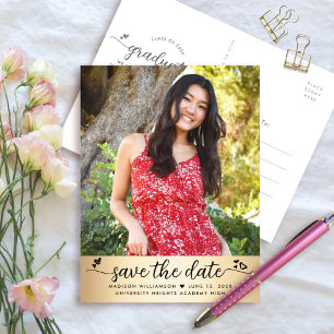 Gold Foil Save Date Afstuderen Photo Script Heest Uitnodiging Briefkaart
