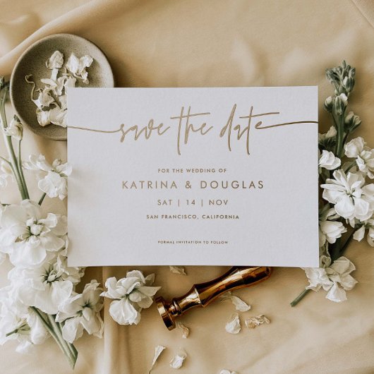 Gold Foil Save the Date Wedding Announding Kaart