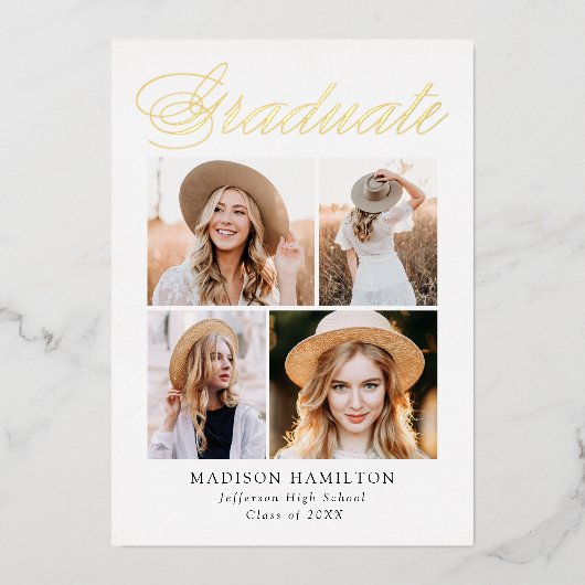 Gold Foil Script 4 Aankondiging van Afstuderen Fot (Voorkant)