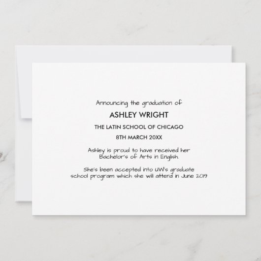 Gold Foil Script Afstudeerder Overlay Foto Mededel Aankondiging (Achterkant)