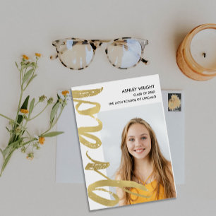 Gold Foil Script Afstudeerder Overlay Foto Mededel Aankondiging