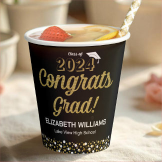 Gold Foil Script Confetti Congring Afstudeerder Bl Papieren Bekers