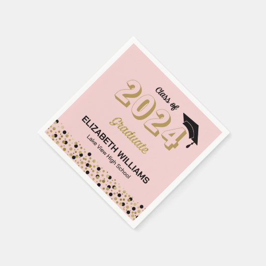 Gold Foil Script Confetti Graduing Party roze Servet (Hoek)