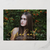 Gold Foil Script Foto Afstuderen kondiging Folie Uitnodiging (Voorkant)