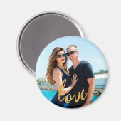 Gold Foil Script Love Magnet photo personnalisé (Recto/Verso)