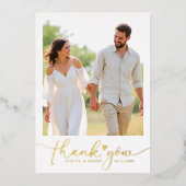 Gold Foil Script Mariage Photo Merci Cartes (Recto)