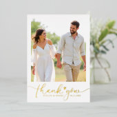 Gold Foil Script Mariage Photo Merci Cartes (Debout devant)