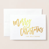 Gold Foil Script Merry kerstfeestdag foto Folie Kaarten (Voorkant met envelop)