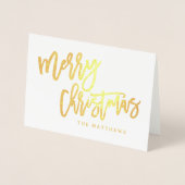 Gold Foil Script Merry kerstfeestdag foto Folie Kaarten (Voorkant)