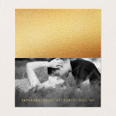 Gold Foil Script Photo Save the Date Card Visitekaartjes (Binnenkant ongevouwen)