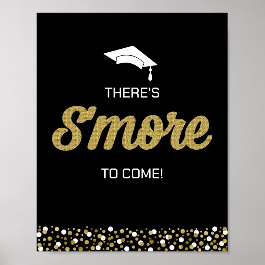 Gold Foil Script S. more Confetti Black Afstudeerd Poster (Voorkant)