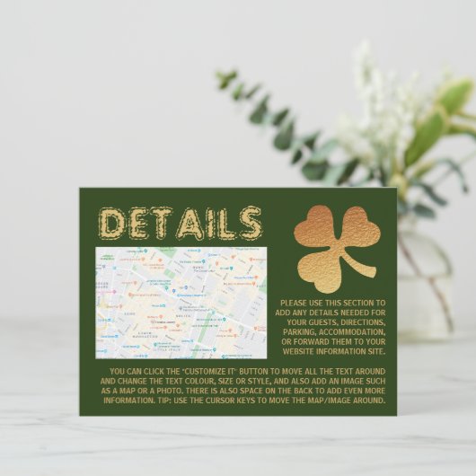 Gold Foil Shamrock, St Patrick's Day Detail Kaart (Staand voorkant)