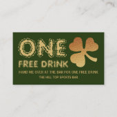 Gold Foil Shamrock, St Patrick's Day Drinks Ticket (Devant)