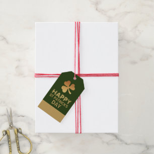 Gold Foil Shamrock, St Patrick's Day Party Cadeaulabel