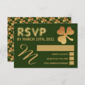Gold Foil Shamrock, St Patrick's Day Party RSVP (Voorkant / Achterkant)