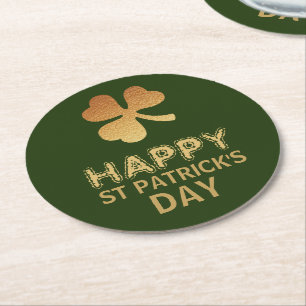 Gold Foil Shamrock, St Patrick's Day Ronde Kartonnen Onderzetter