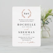 Gold Foil Simple Leaf Monogram Weddenschap Folie Uitnodiging (Staand Voorkant)