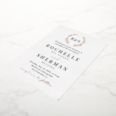 Gold Foil Simple Leaf Monogram Weddenschap Folie Uitnodiging (Gedraaid)