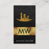 Gold Foil Skyline | Lederen monogram Visitekaartje (Voorkant)
