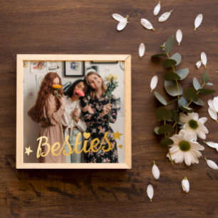 Gold Foil Stars & Heart Besties Foto Folie Afdrukken