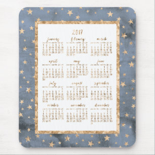 Gold Foil Stars Jaarlijkse kalender 2017 Muismatte Muismat