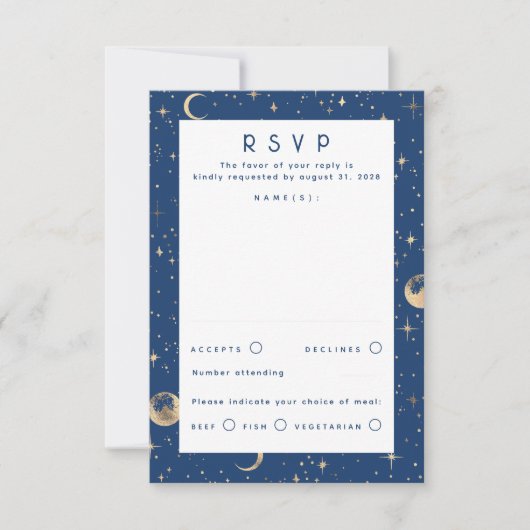 Gold Foil Stars Mariage céleste RSVP (Devant)