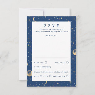 Gold Foil Stars Mariage céleste RSVP