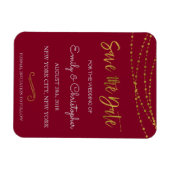 Gold Foil String Lights en Script Sla de datum op Magneet (Horizontaal)