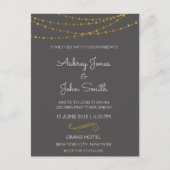 Gold Foil String Lights en Script Wedding Briefkaart (Voorkant)