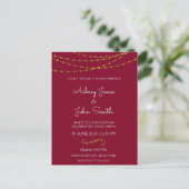 Gold Foil String Lights en Script Wedding Briefkaart (Staand voorkant)