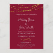 Gold Foil String Lights en Script Wedding Briefkaart (Voorkant)