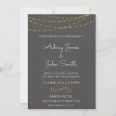 Gold Foil String Lights en Script Wedding Kaart (Voorkant)